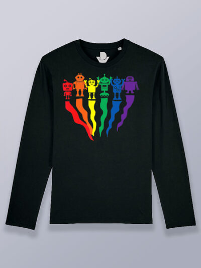 Camiseta hombre manga larga robots LGTBIQ