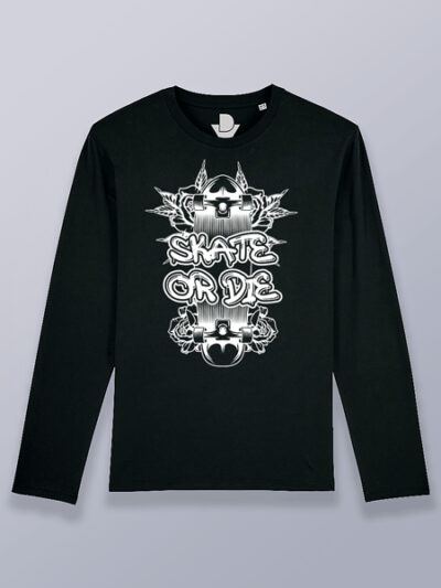 Camiseta hombre manga larga skate o muere diseño 1 (color blanco)