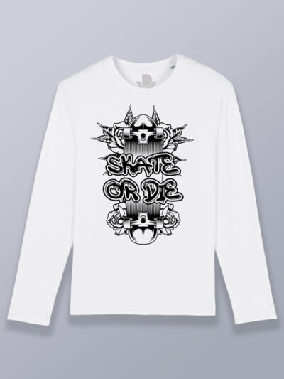Camiseta hombre manga larga skate o muere diseño 1 (color negro)