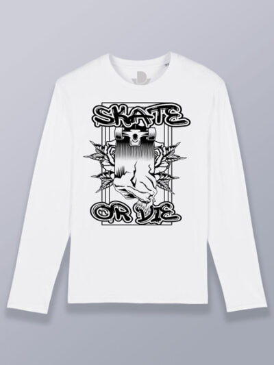 Camiseta hombre manga larga skate o muere diseño 2 (color negro)
