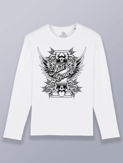 Camiseta hombre manga larga tabla de skate (color negro)