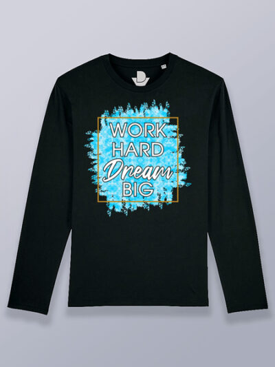 Camiseta hombre manga larga trabaja y sueña (color blanco)