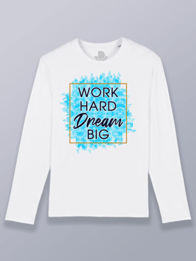 Camiseta hombre manga larga trabaja y sueña (color negro)