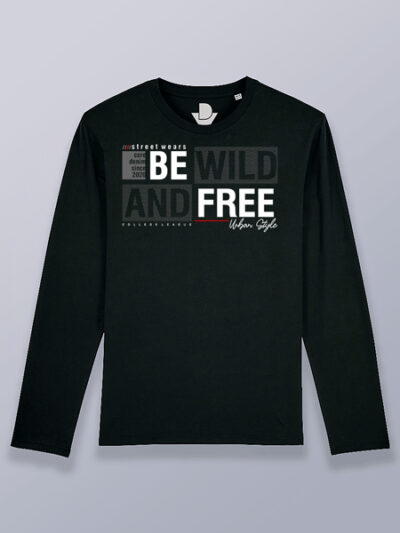 Camiseta hombre manga larga wild and free (color blanco)