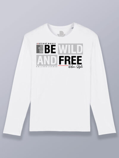 Camiseta hombre manga larga wild and free (color negro)