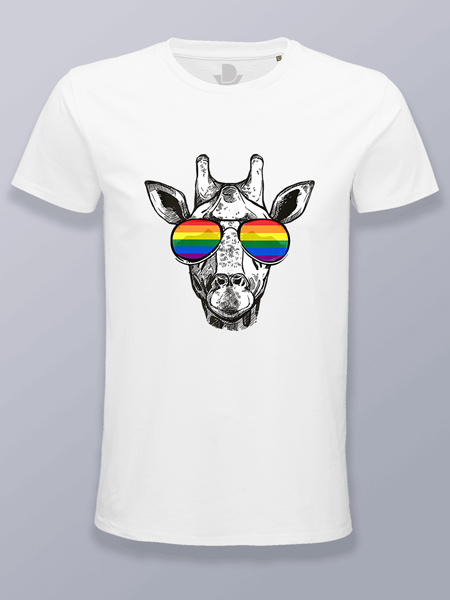 Camiseta hombre jirafa gafas LGTBIQ+