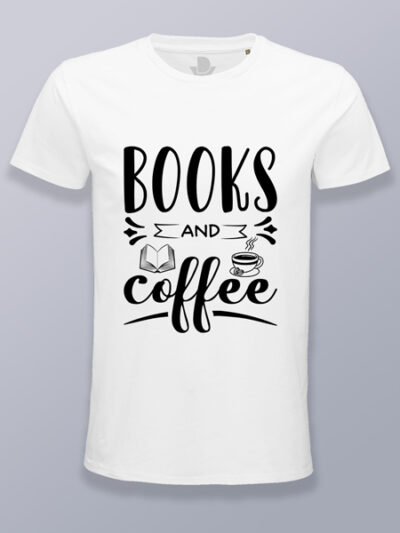 Camiseta hombre tipográfica lectura y café