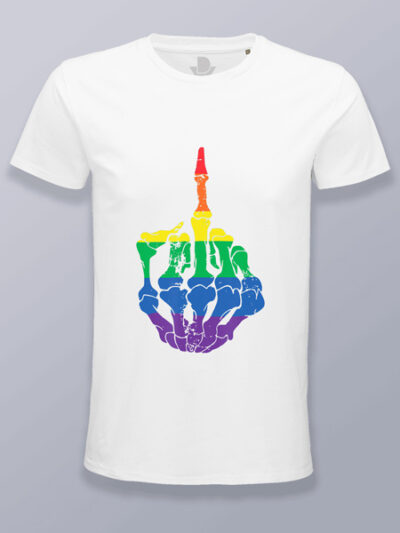 Camiseta hombre mano esqueleto LGTBIQ+
