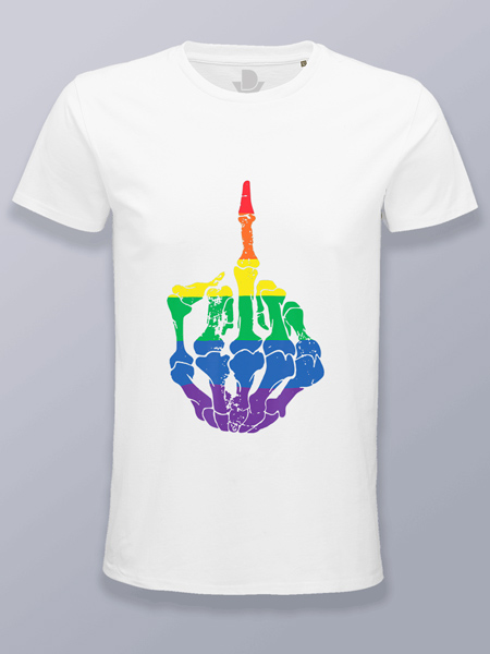 Camiseta hombre mano esqueleto LGTBIQ+