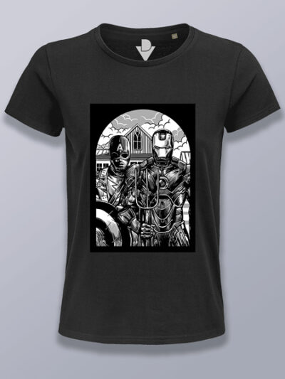 Camiseta mujer Iron Man y Capitán América en guerra