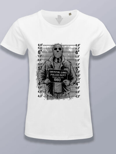 Camiseta mujer jason Voorhees viernes foto policial