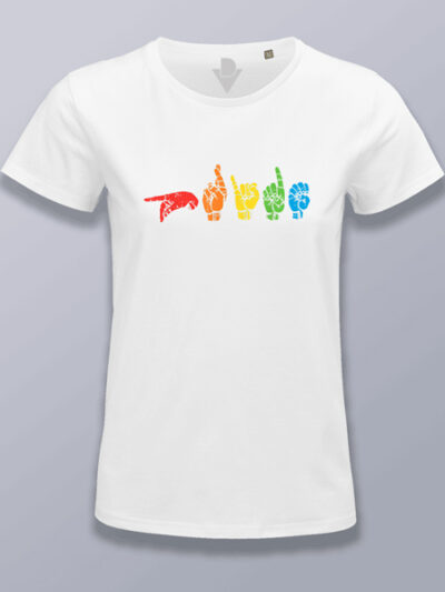 Camiseta mujer lenguaje de signos LGTBIQ+