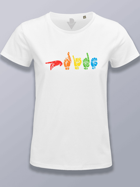 Camiseta mujer lenguaje de signos LGTBIQ+