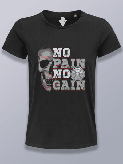 Camiseta mujer No Pain No Gain calavera