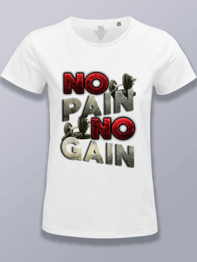 Camiseta mujer No Pain No Gain metálico
