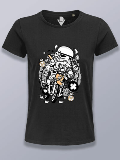 Camiseta mujer stormtrooper cabezón en moto