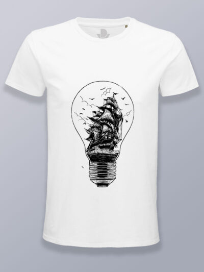Camiseta mujer barco dentro bombilla