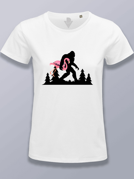 Camiseta mujer bigfoot y flamenco