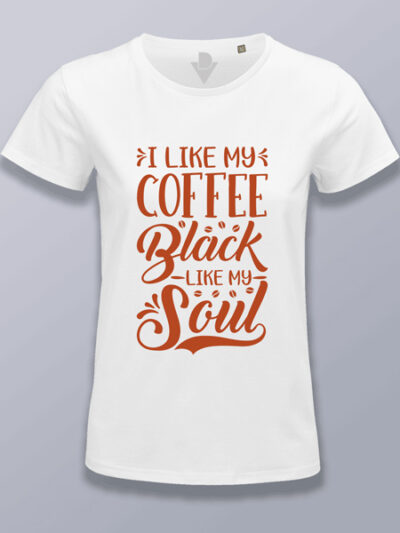 Camiseta mujer café negro como mi alma