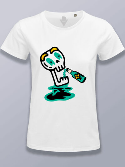 Camiseta mujer calavera alcohólica