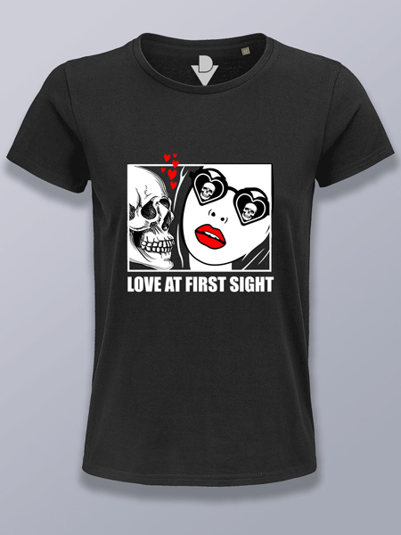 Camiseta mujer calavera amor a primera vista