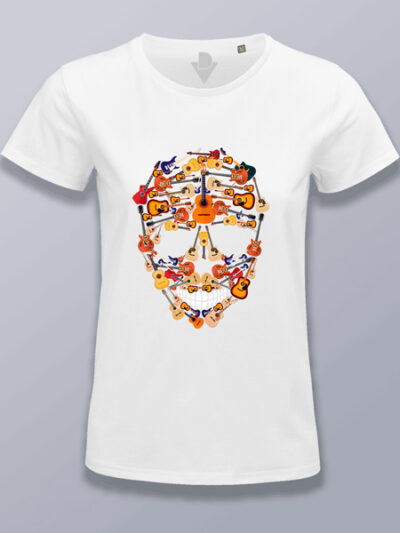 Camiseta mujer calavera de guitarras clásicas