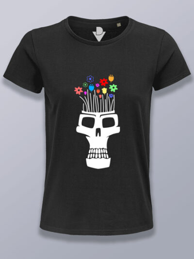 Camiseta mujer calavera florero