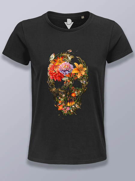 Camiseta mujer calavera natural