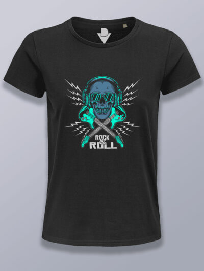 Camiseta mujer calavera rockera