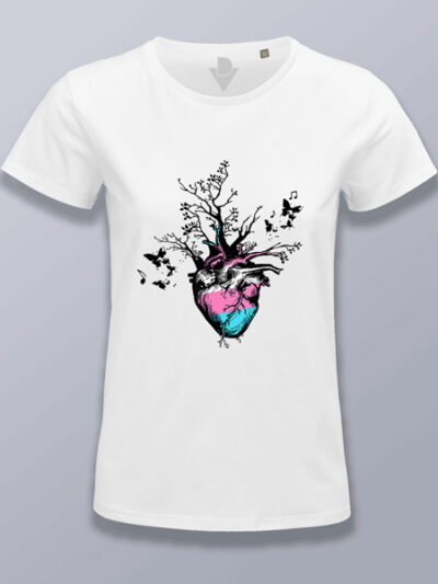 Camiseta mujer corazón con ramas transgénero