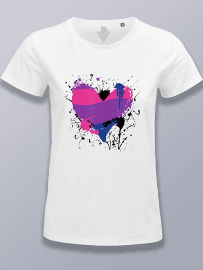 Camiseta mujer corazón orgullo bisexual