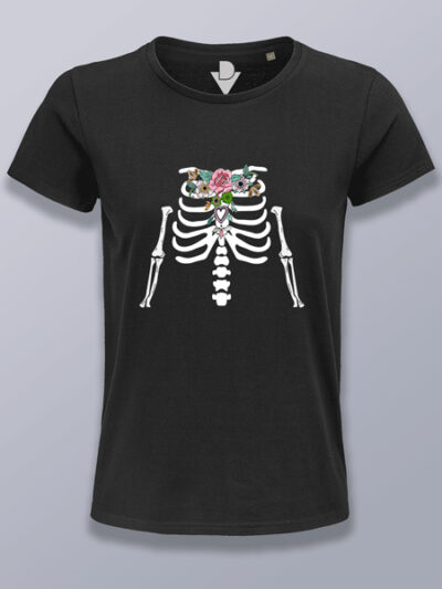 Camiseta mujer esqueleto floral