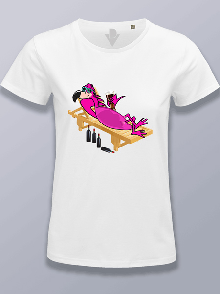 Camiseta mujer flamenco en vacaciones