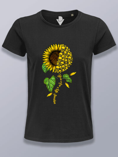 Camiseta mujer girasol de calaveras