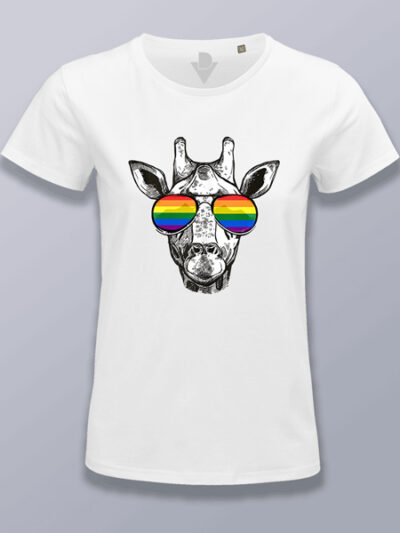 Camiseta mujer jirafa gafas LGTBIQ+