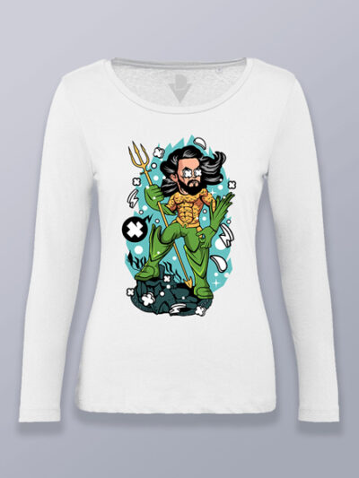 Camiseta mujer manga larga Aquaman posando
