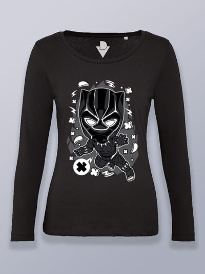 Camiseta mujer manga larga Black Panther cabezón