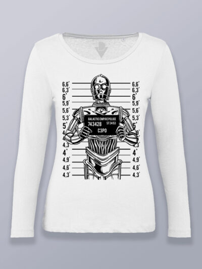 Camiseta mujer manga larga C3PO foto policial