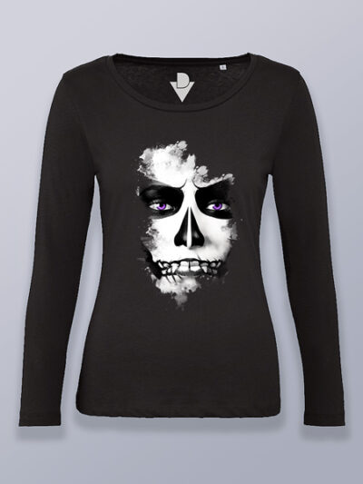 Camiseta mujer manga larga calavera integrada