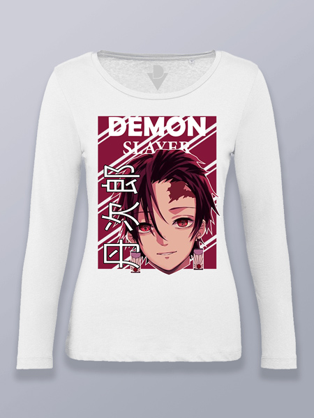 Camiseta mujer manga larga cara en portada Demon slayer