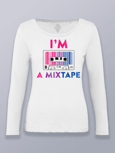 Camiseta mujer manga larga cinta cassette