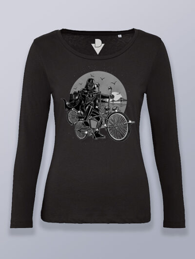 Camiseta mujer manga larga Darth Vader bicicleta