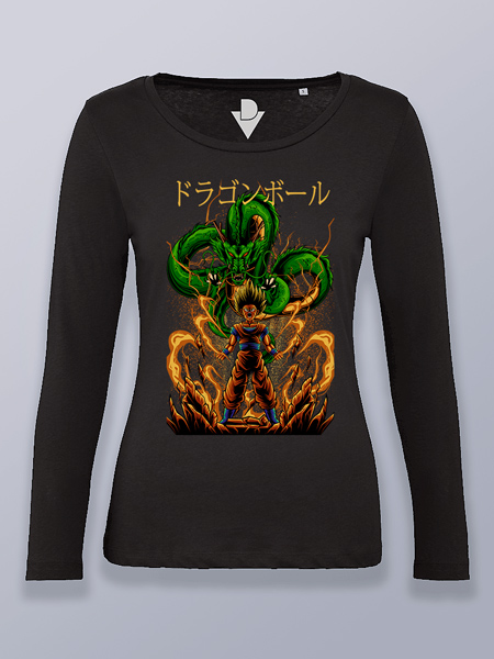 Camiseta mujer manga larga Gohan y dragón Dragon ball