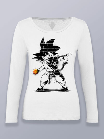 Camiseta mujer manga larga Goku lanzando bola de dragón Dragon ball