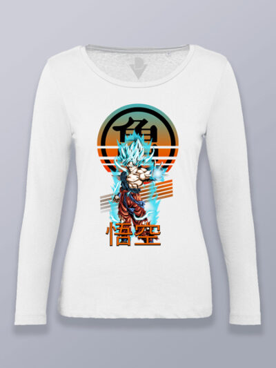 Camiseta mujer manga larga Goku Súper saiyajin azul Dragon ball