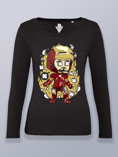 Camiseta mujer manga larga Iron man cabezón