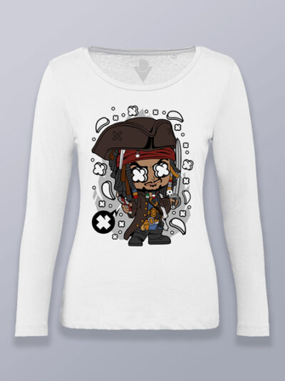 Camiseta mujer manga larga Jack Sparrow cabezón