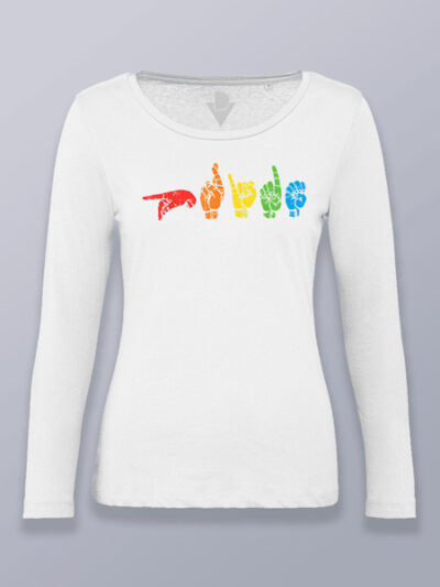 Camiseta mujer manga larga lenguaje de signos LGTBIQ+
