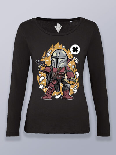 Camiseta mujer manga larga Mandalorian cabezón