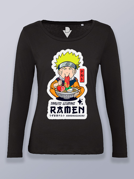 Camiseta mujer manga larga Naruto ramen aldea oculta